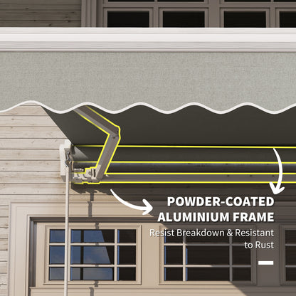 8'x7' Patio Awning Manual Retractable Sun Shade Outdoor Deck Canopy Shelter, Light Grey