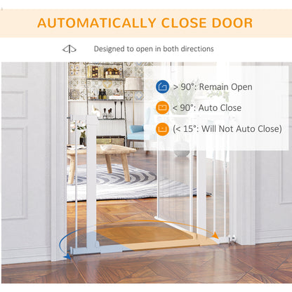 29.5"-40.6" Metal Pet Gate, Dog Gate with Auto Closing Door, Double Locking, for Doorways, Stairs, Hallways, White