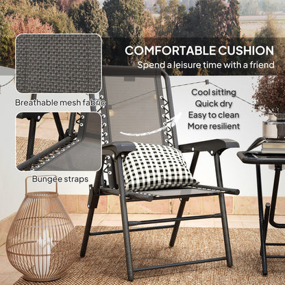 3 Pieces Patio Bistro Set, Outdoor Folding Table and Chairs Set, Metal Patio Furniture Set with Cup Holders