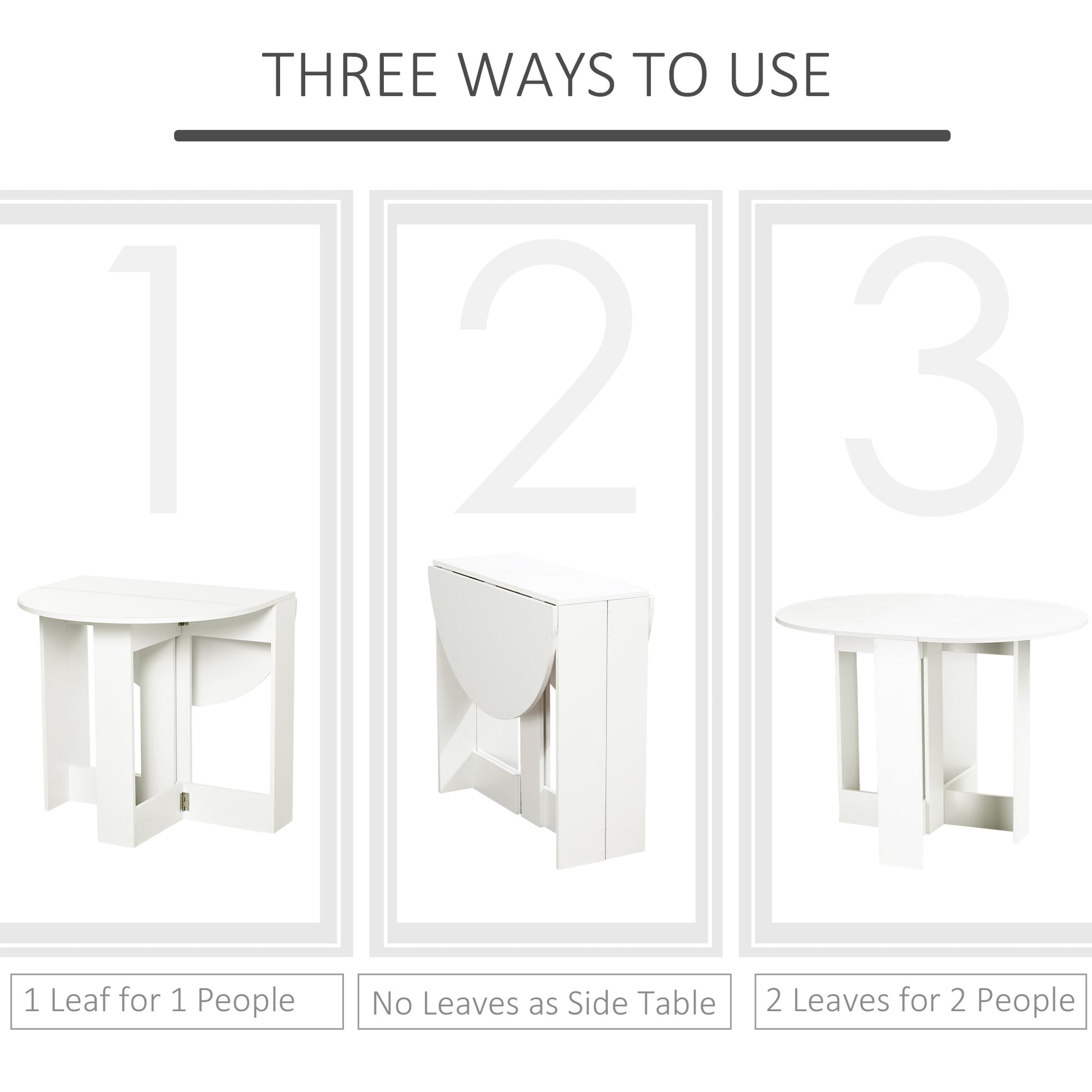 Folding Dining Table, 41" Drop Leaf Table for Small Spaces, Oval Foldable Table for Kitchen, Dining Room, White