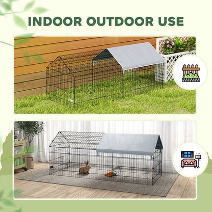 73" Small Animal Cage with Roof, Indoor/Outdoor Use, for Chicken, Rabbits, Chinchillas, Silver