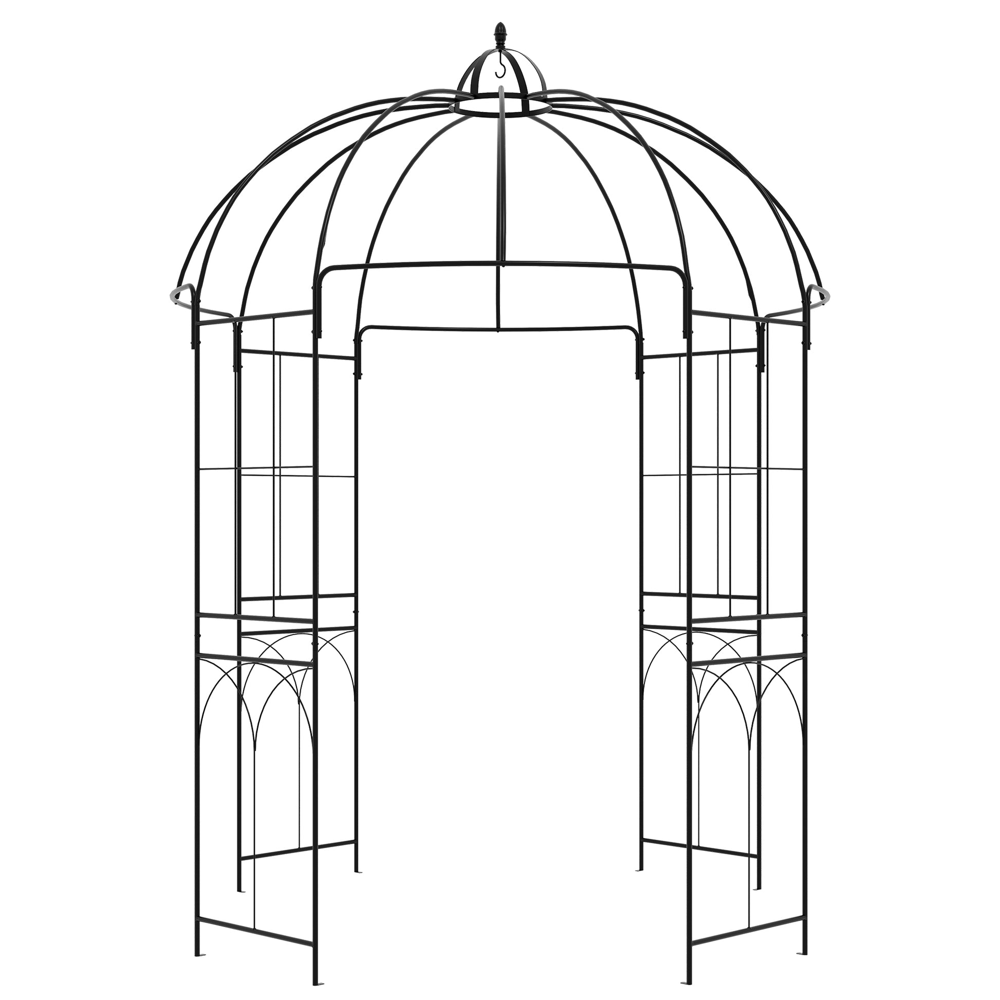 Birdcage Shape Arbour, Metal Garden Arbour Pergola Pavilion for Climbing Plants, Lights, French Style Arch Trellis