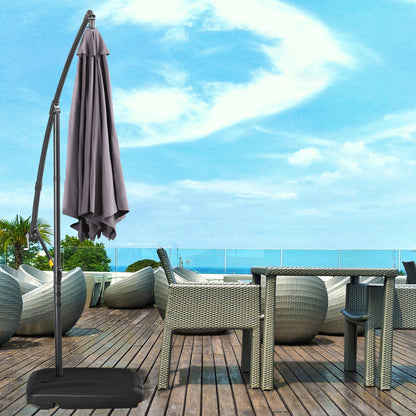 Cantilever Offset Umbrella Base Portable Square Parasol Weights with Wheels, Water and Sand Filled, Up to 165 lbs, Black