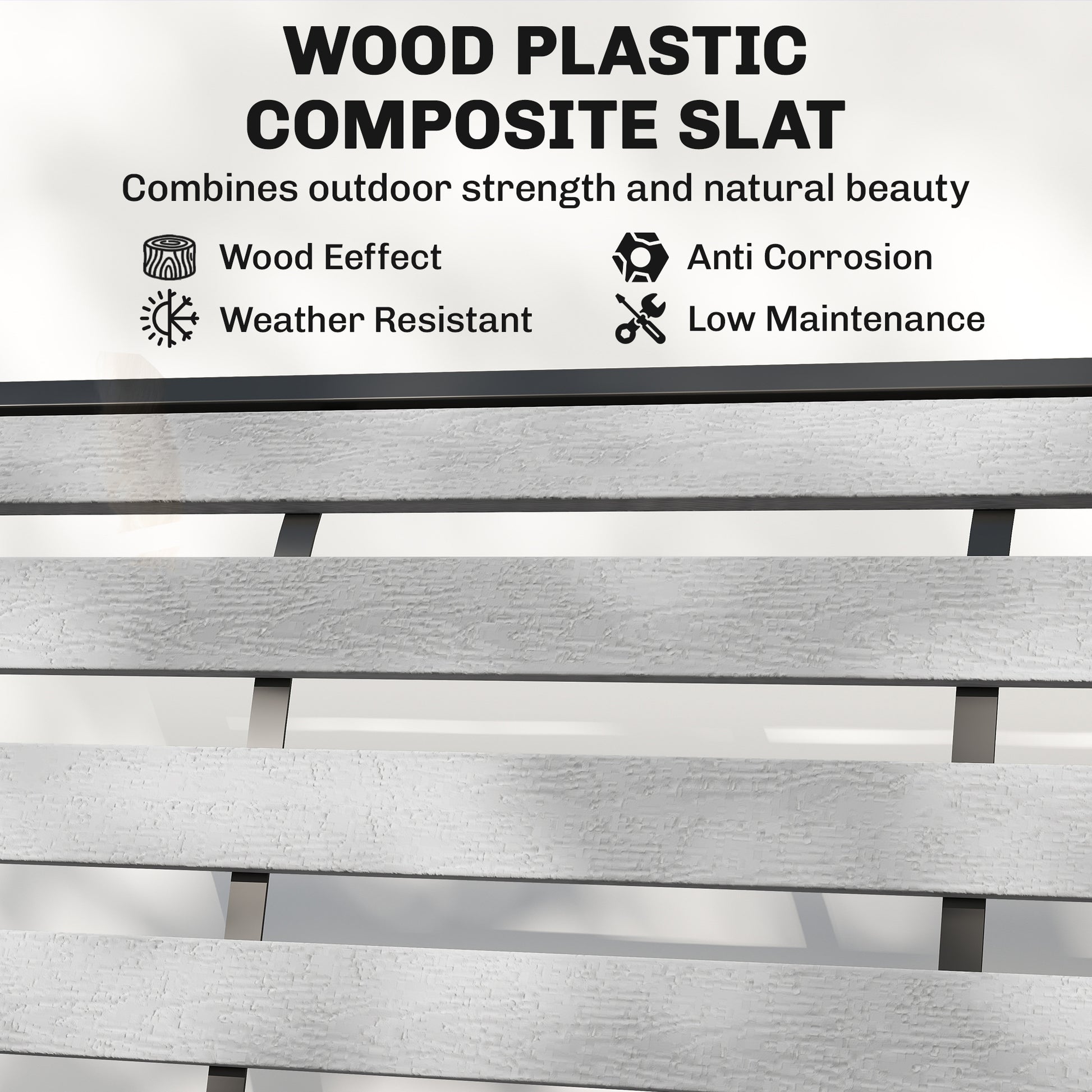 2 Person Outdoor Glider Bench, Patio Glider Loveseat with Faux Wood Slatted Seat and Back, Steel Frame, Grey