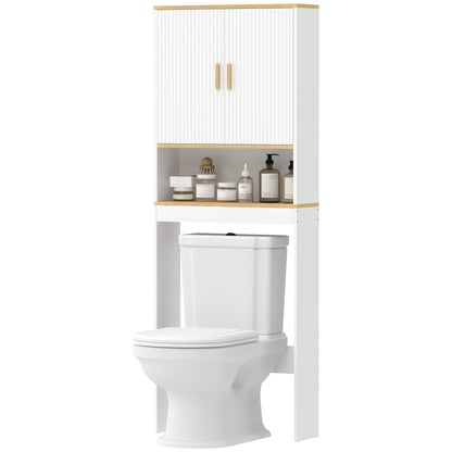 Over the Toilet Storage Shelf Adjustable Shelf Over the Toilet Storage Cabinet for Bathroom White and Oak