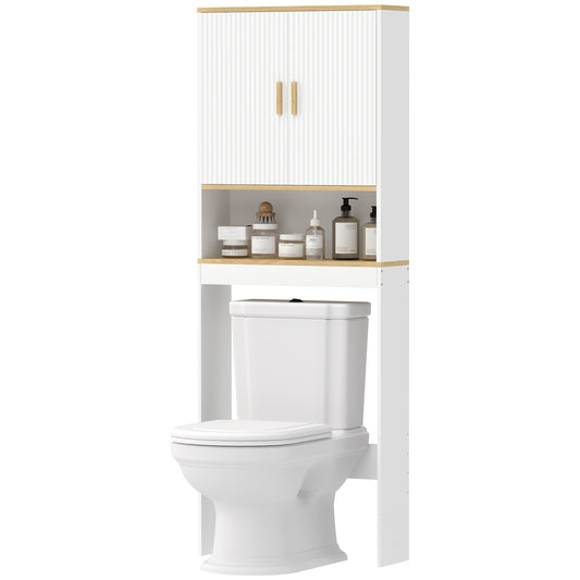 Over the Toilet Storage Shelf Adjustable Shelf Over the Toilet Storage Cabinet for Bathroom White and Oak