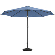 10' x 10' Round Market Umbrella with Base and Sandbag, Patio Umbrella with Crank Handle and Tilt, Blue