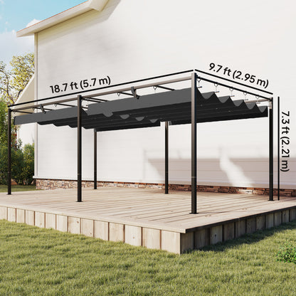 19' x 10' Pergola with Retractable Canopy, Patio Pergola with Sun Shade Shelter, UV50+, for Patio, Garden, Dark Grey