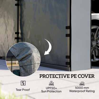 Carport Replacement Canopy Cover Sidewalls for 10' x 15' Carport, UPF50+ Waterproof Garage Car Shelter Tarp, Dark Grey