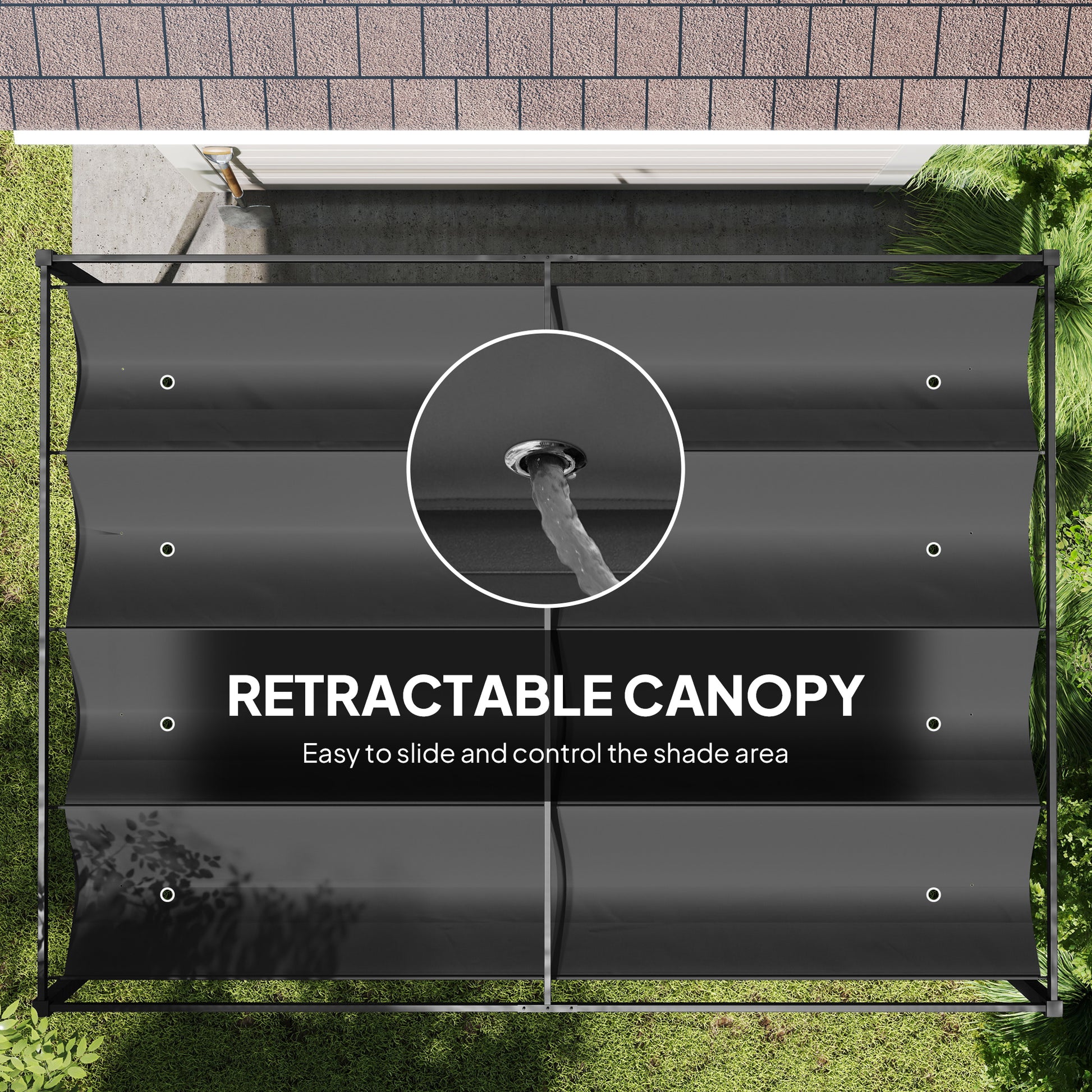 10' x7' Patio Pergola with Retractable Canopy, Outdoor Sun Shelter, Yard Shade, Black
