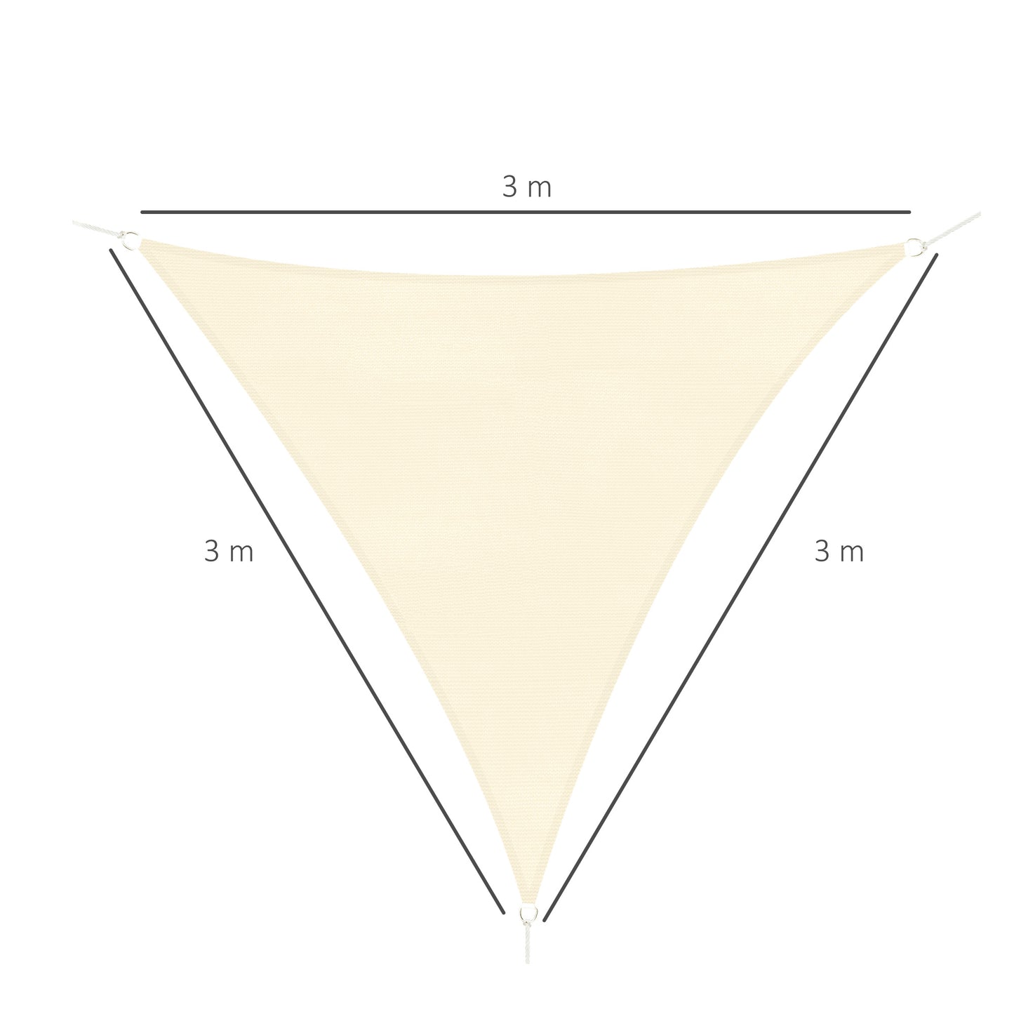 Triangle 10' x 10' x 10' Outdoor Sun Shade Sail, Garden Cover UV Block Fabric Canopy for Patio, Deck, Cream