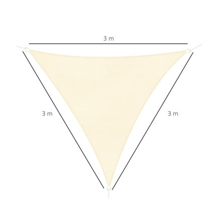 Triangle 10' x 10' x 10' Outdoor Sun Shade Sail, Garden Cover UV Block Fabric Canopy for Patio, Deck, Cream