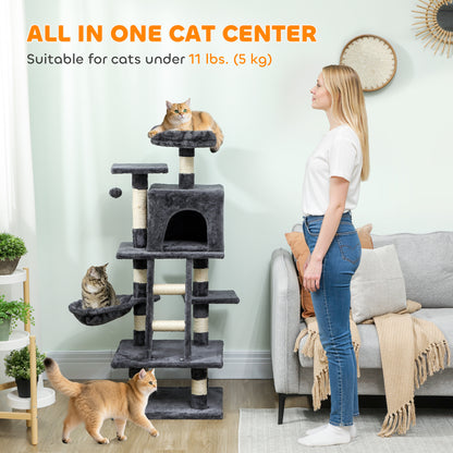 52 Inch Large Cat Tree for Indoor Cats, Dark Grey