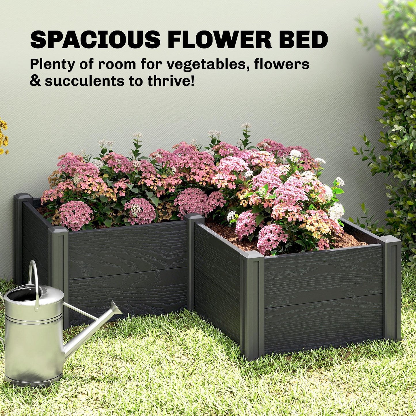 Vinyl Raised Garden Bed Kit, 3 x 3 x 1ft Elevated Garden Box with Open Bottom, Screwless Outdoor Planter Box
