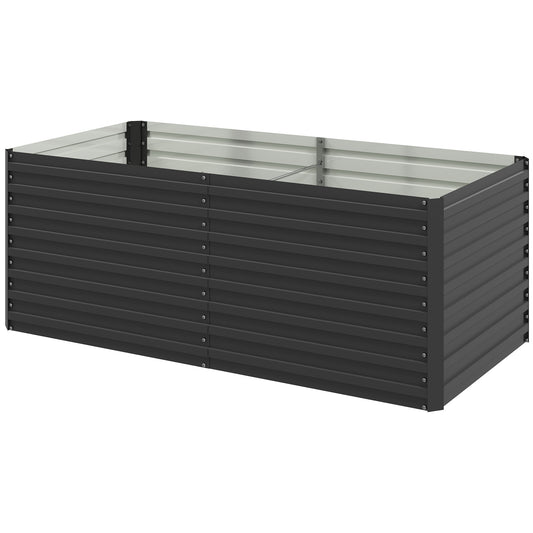 5' x 3' x 2' Raised Garden Bed, Galvanized Planter Box for Growing Flowers, Herbs and Vegetables, Dark Grey