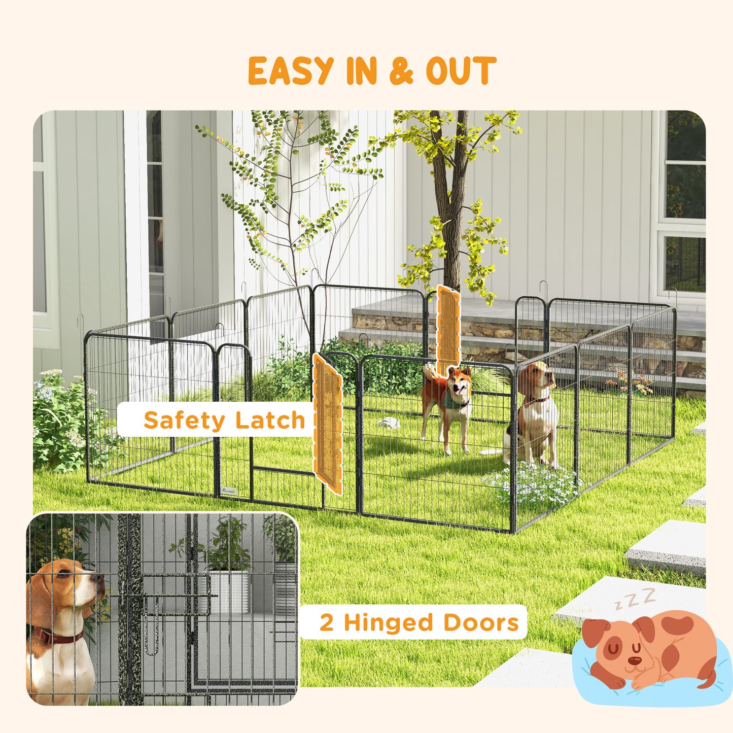 Dog Pen with Gate, 12 Panels Puppy Playpen, Dog Fence, 31.5"H