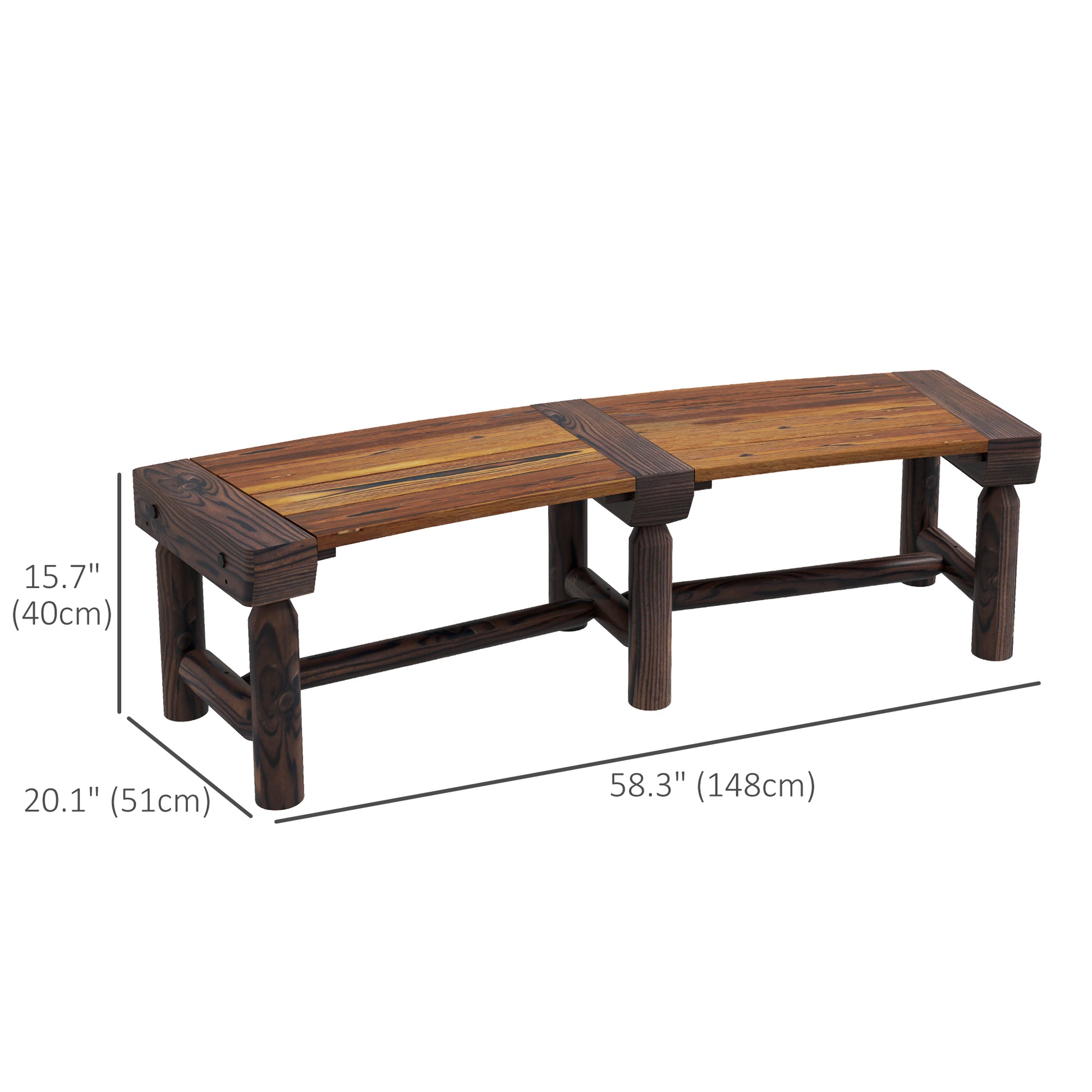 Wooden Outdoor Bench, Wrap Around Tree Bench with Slatted Seat for Yard, Garden, Deck, Lawn, Brown