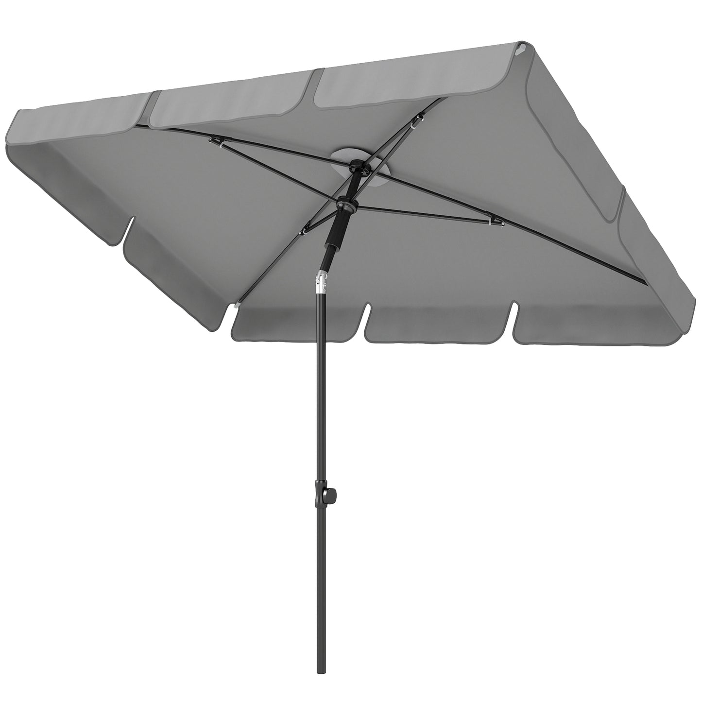 6' x 4' Patio Umbrella with Tilt, Rectangular Outdoor Umbrella for Garden, Grey