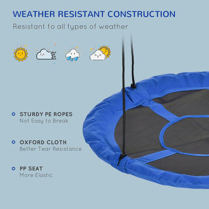 43.25" Saucer Swing, Nest Web Rope Seat with Adjustable Hanging Ropes, for Indoor Outdoor Children 3-12 Years Old, Blue