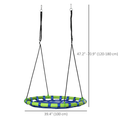 40 Inch Saucer Tree Swing Set for Kids with Adjustable Hanging Ropes, Steel Frame for Kids, 330lbs Capacity, Blue