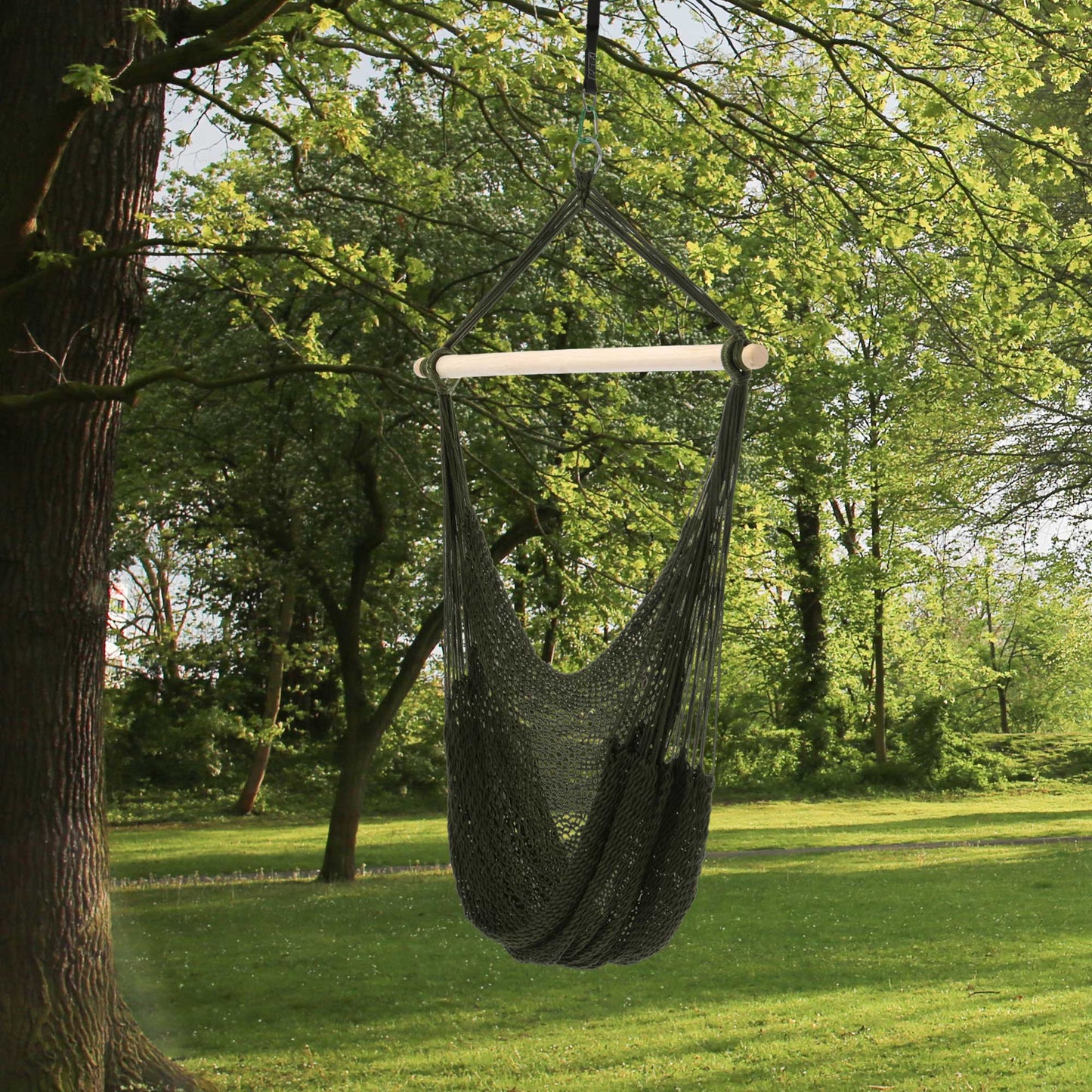 Portable Hammock Chair, Hanging Woven Hammock Swing Chair Sleeping Bed for Outdoor Garden Yard Camping, Army Green