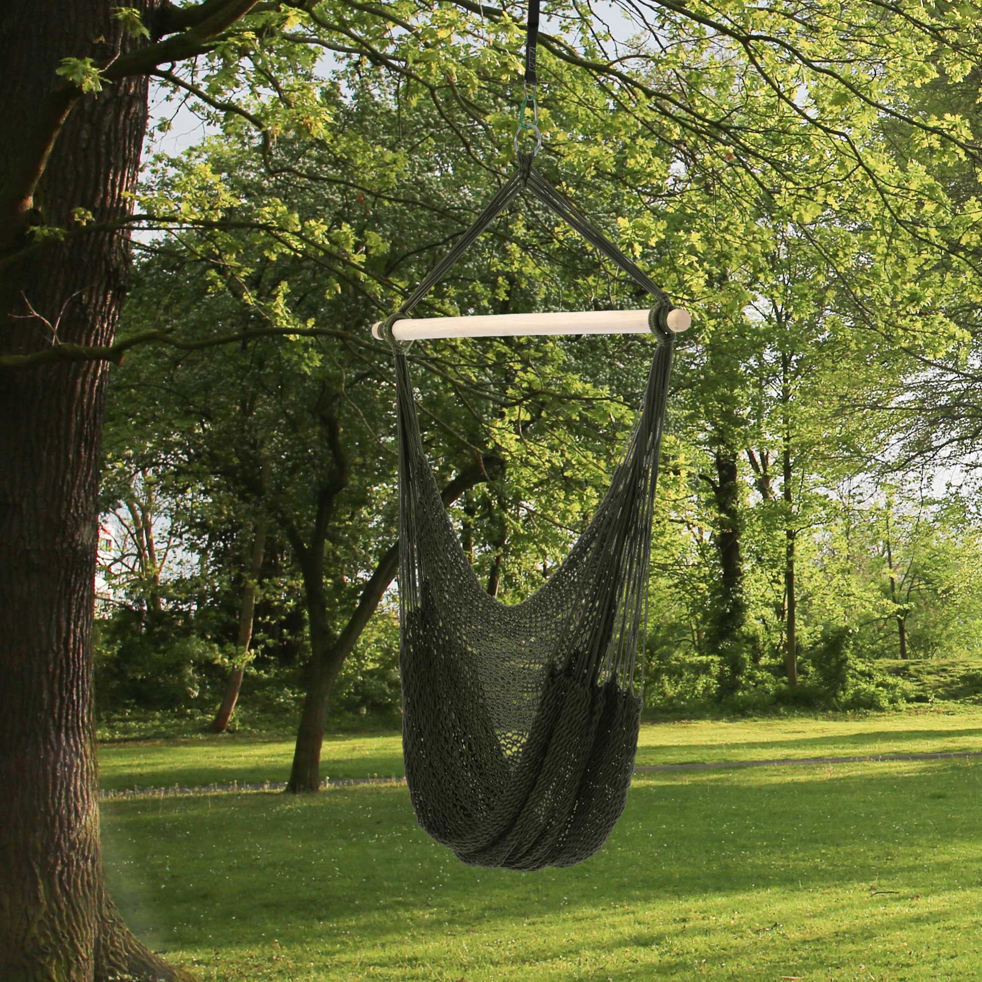 Portable Hammock Chair, Hanging Woven Hammock Swing Chair Sleeping Bed for Outdoor Garden Yard Camping, Army Green