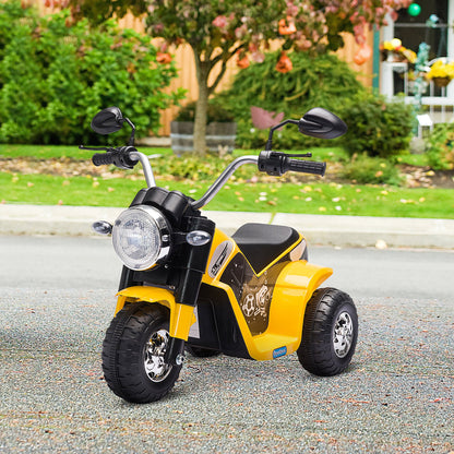 Aosom Kids Electric Motorcycle 6V Battery Powered Ride-On Dirt Bike 3-Wheels Motorbike Yellow