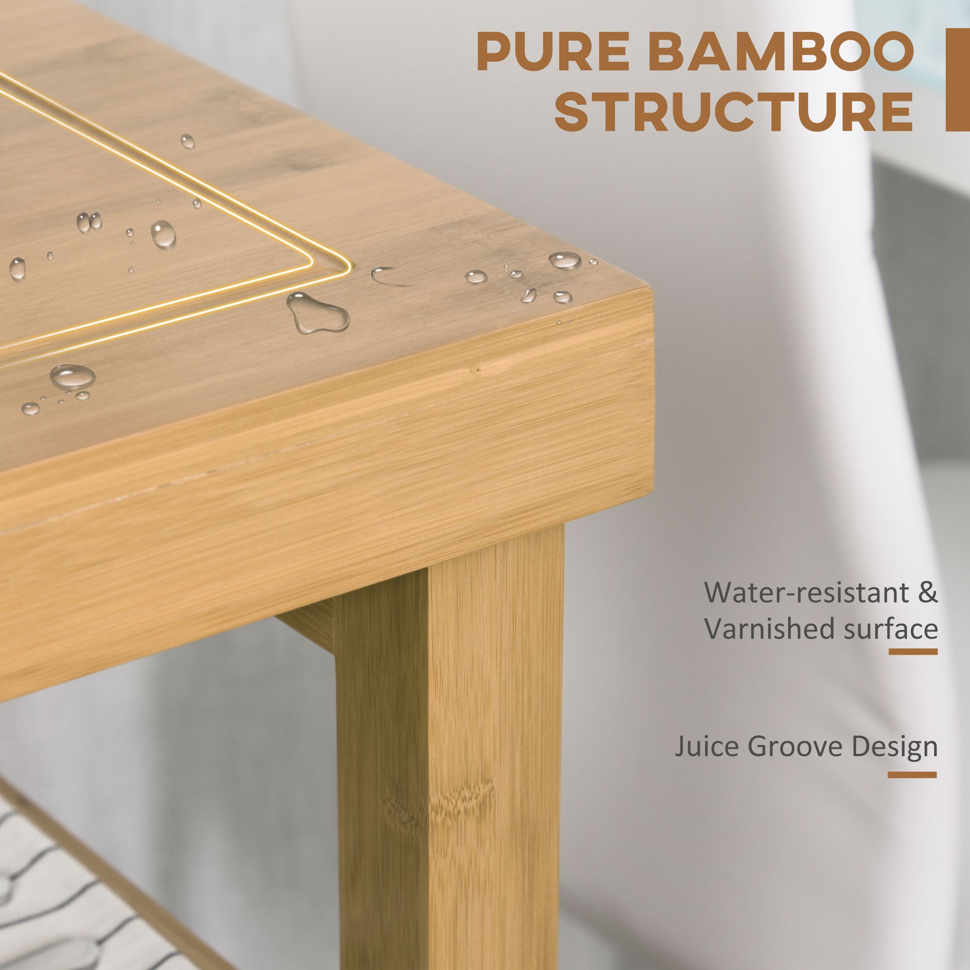 Bamboo Rolling Kitchen Island Trolley with Drawers & Shelves