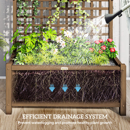 Wood Planter with Trellis for Vine Climbing, Raised Garden Bed, Privacy Screen for Backyard, Patio, Deck, Coffee