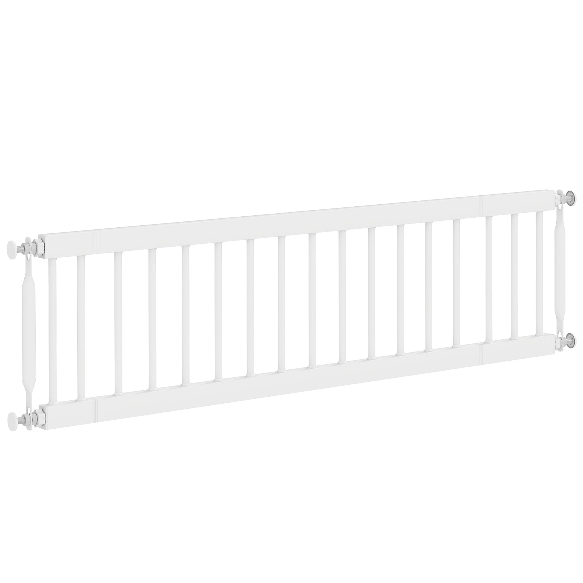 26"-37" Dog Gate, Adjustable Pet Gate, Fits 10" Tall with 2 Extension, Pressure Mount Kit for Stairs and Doorways, White