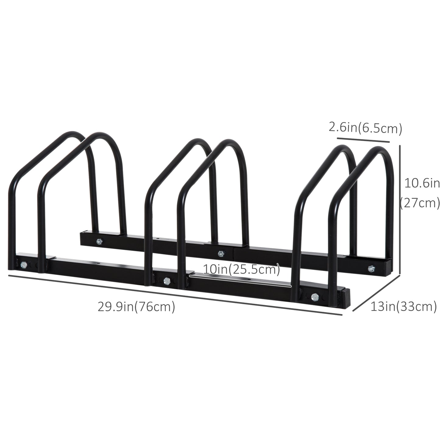 3-Bike Bicycle Floor Parking Rack Cycling Storage Stand Ground Mount Garage Organizer for Indoor and Outdoor Use Black