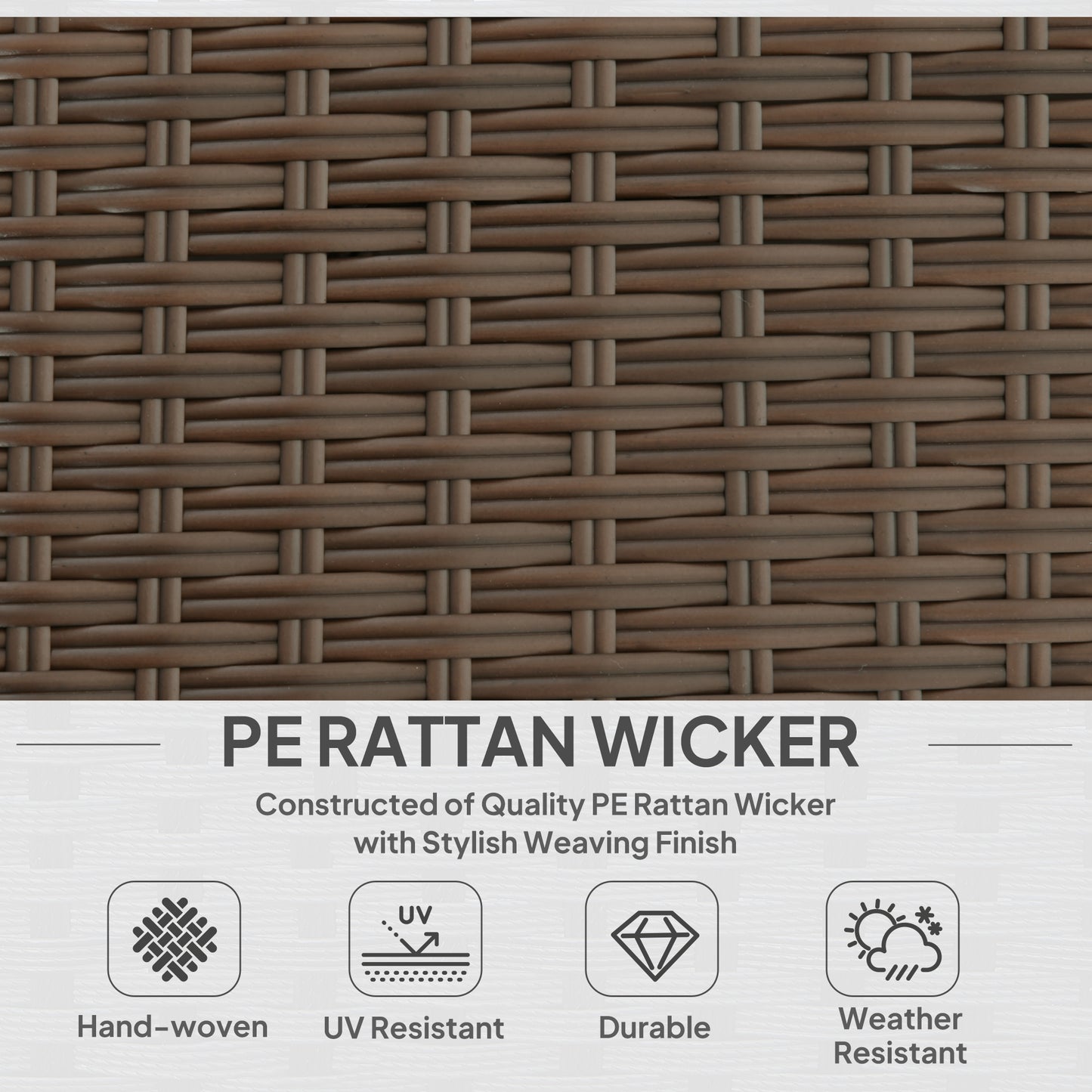 3pcs Modern Rattan Sofa Set, Wicker Patio Furniture Set with Coffee Table, Cushions, Pillows