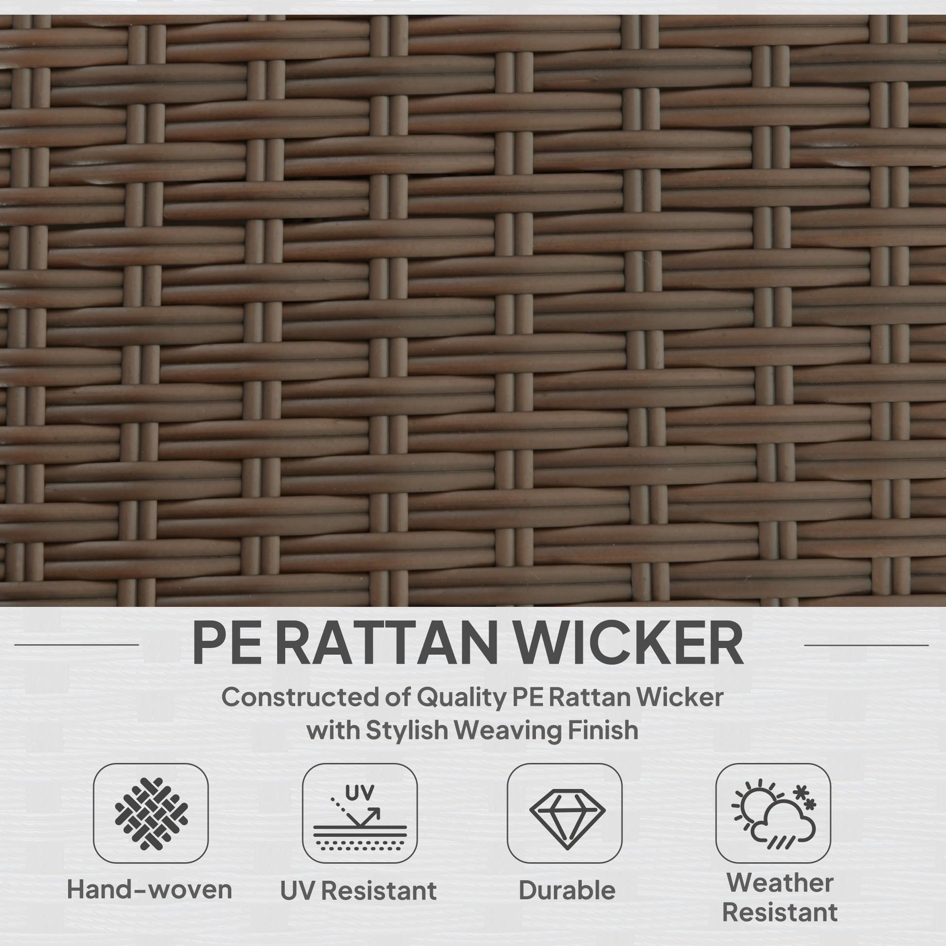 3pcs Modern Rattan Sofa Set, Wicker Patio Furniture Set with Coffee Table, Cushions, Pillows
