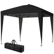 10 x 10 ft Pop Up Canopy Tent with Central Light, UPF 50+ Instant Portable Canopy Shelter with Remote, Black
