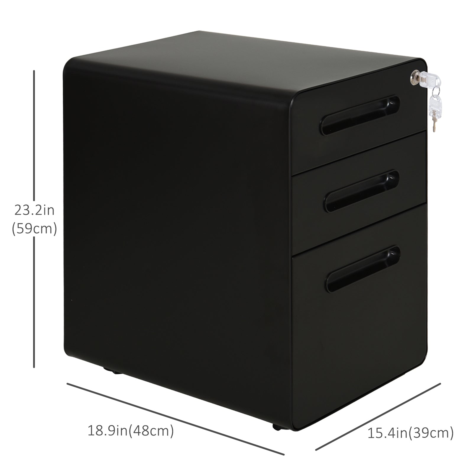 Lockable File Cabinet, Steel Filing Cabinet on Wheels for Legal, A4, Letter Size, Home Office