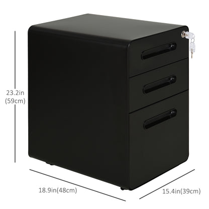 Lockable File Cabinet, Steel Filing Cabinet on Wheels for Legal, A4, Letter Size, Home Office