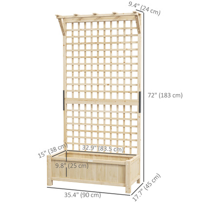 Wood Planter with Trellis for Vine Climbing, Raised Garden Bed, Privacy Screen for Backyard, Patio, Deck, Natural Wood