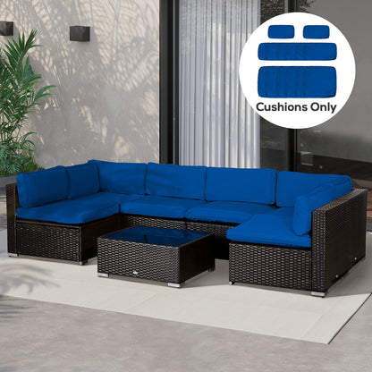 Outdoor 14pc Patio Rattan Sofa Set Cushion Polyester Cover Replacement Set - No Cushion Included Navy Blue