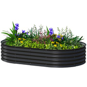 5' x 3' x 1' Large Outdoor Planter Box, Galvanized Raised Garden Bed with Metal Plant Stake, Black