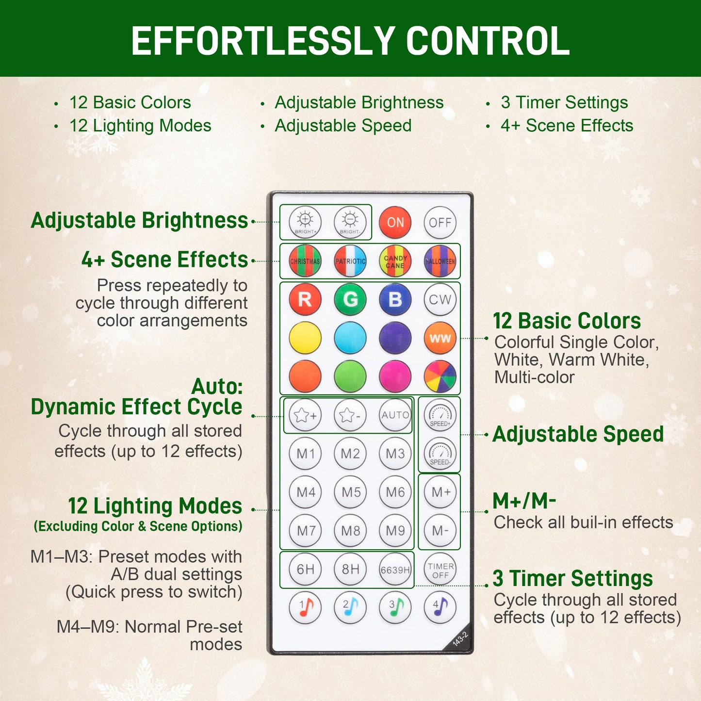 9ft Christmas Tree with Colourful DIY Synchronized LEDs, Hinged Pencil Xmas Tree with Remote, Daily Timer, Green