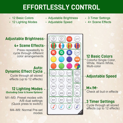 9ft Christmas Tree with Colourful DIY Synchronized LEDs, Hinged Pencil Xmas Tree with Remote, Daily Timer, Green
