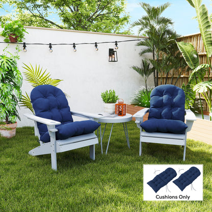 Adirondack Chair Cushions Set of 2 with Ties, Navy Blue