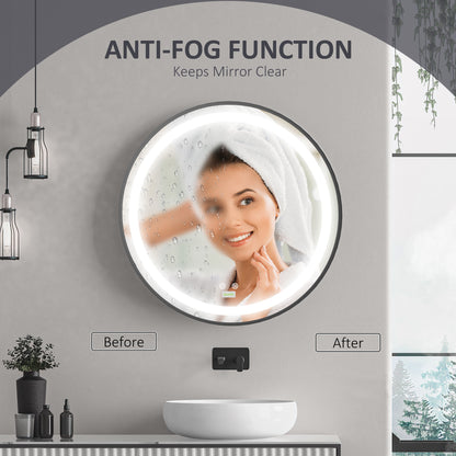 LED Bathroom Mirror for Vanity, Dimmable Lighted Anti Fog Wall Mirror with 3 Temperature Colors, Plug-in, 24 Inch