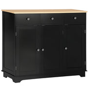 Modern Sideboard, Buffet Cabinet with Storage Cabinets, Drawers and Adjustable Shelves for Living Room, Black