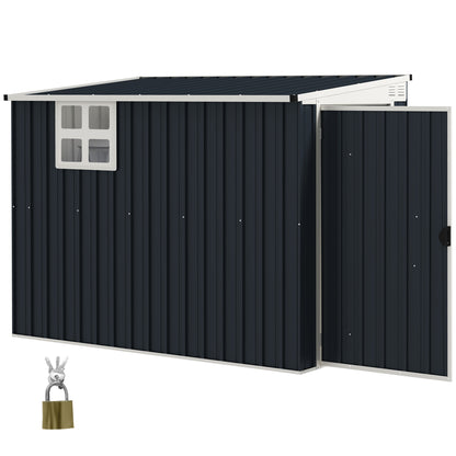 4' x 8' Outdoor Storage Shed, Metal Garden Shed with Window, 2 Vents and Lockable Door for Backyard, Garden, Patio