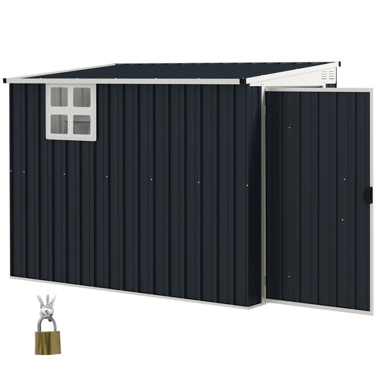 4' x 8' Outdoor Storage Shed, Metal Garden Shed with Window, 2 Vents and Lockable Door for Backyard, Garden, Patio