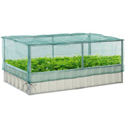 Raised Garden Bed, 5.7 x 3 x 2.3ft Steel Planter Box Outdoor with Cover, Gloves for Growing Vegetables, Flowers, Herbs, Green