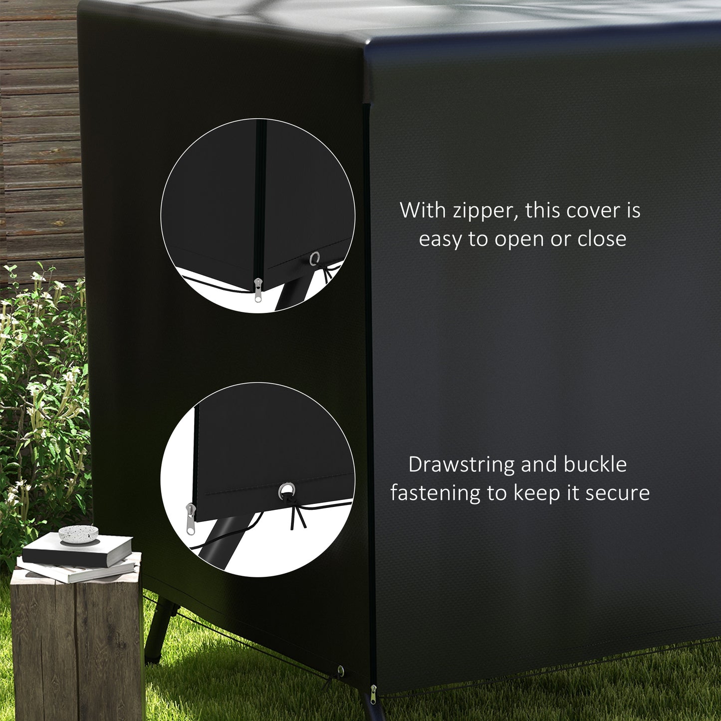 3-Seater Patio Swing Cover, Outdoor Garden Furniture Protection, 85" x 61" x 59", Black