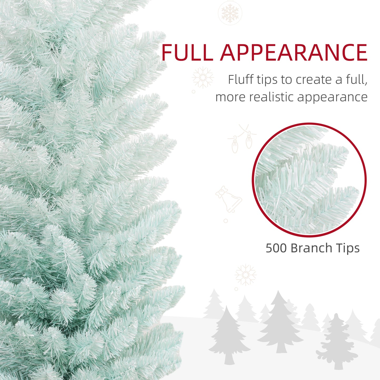 7' PVC Slim Pencil Artificial Christmas Tree 500 Branch Tips