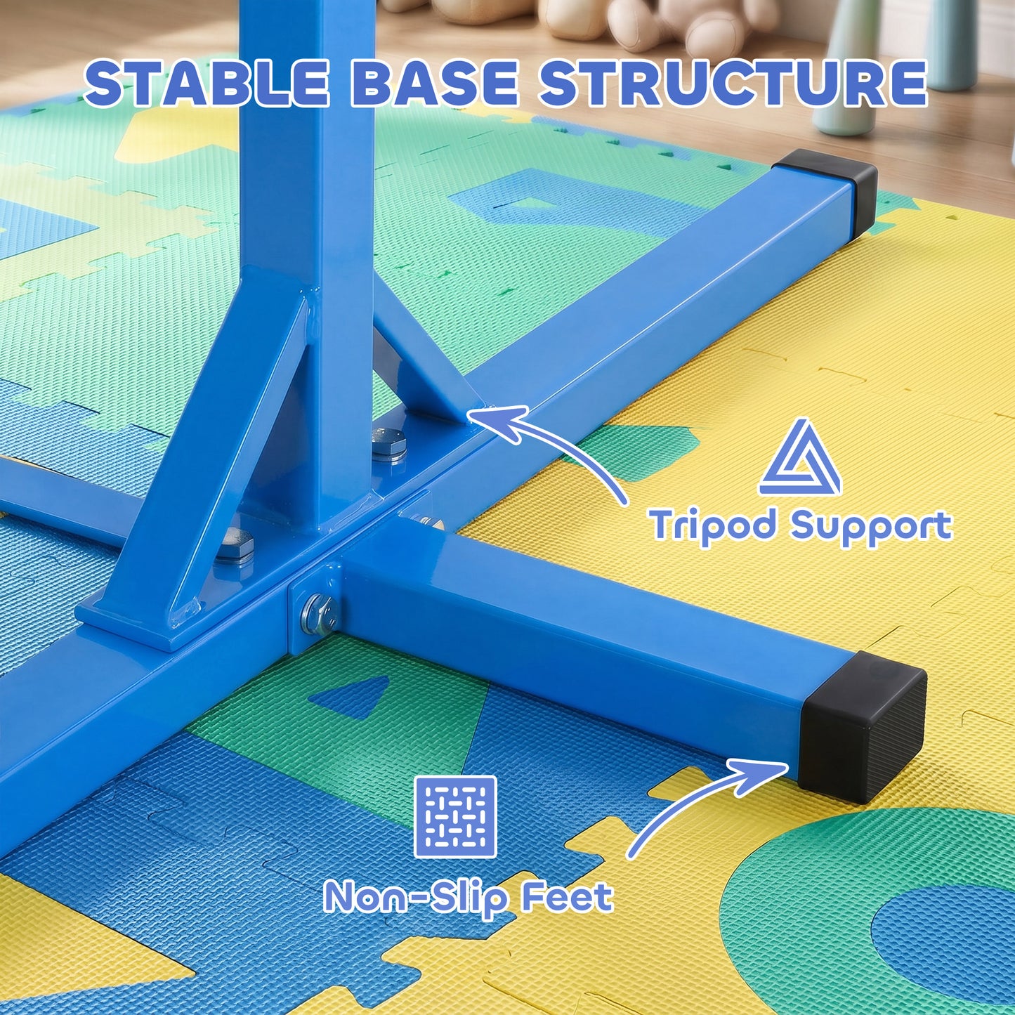 Soozier Professional Gymnastics Bar for Kids, Toddler Home Gymnastics Equipment with 13-level Adjustable Height, Blue